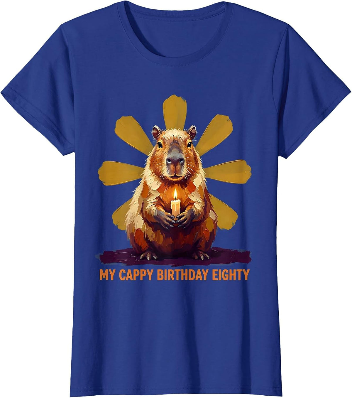 Women's My Cappy Birthday Eighty Kawaii Capybara Birthday Gift T-Shirt - Royal Blue