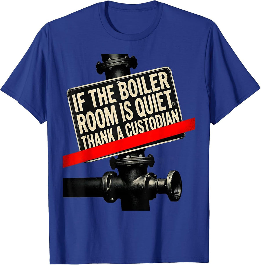 If The Boiler Room Is Quiet Thank A Custodian Funny T-Shirt - Royal Blue