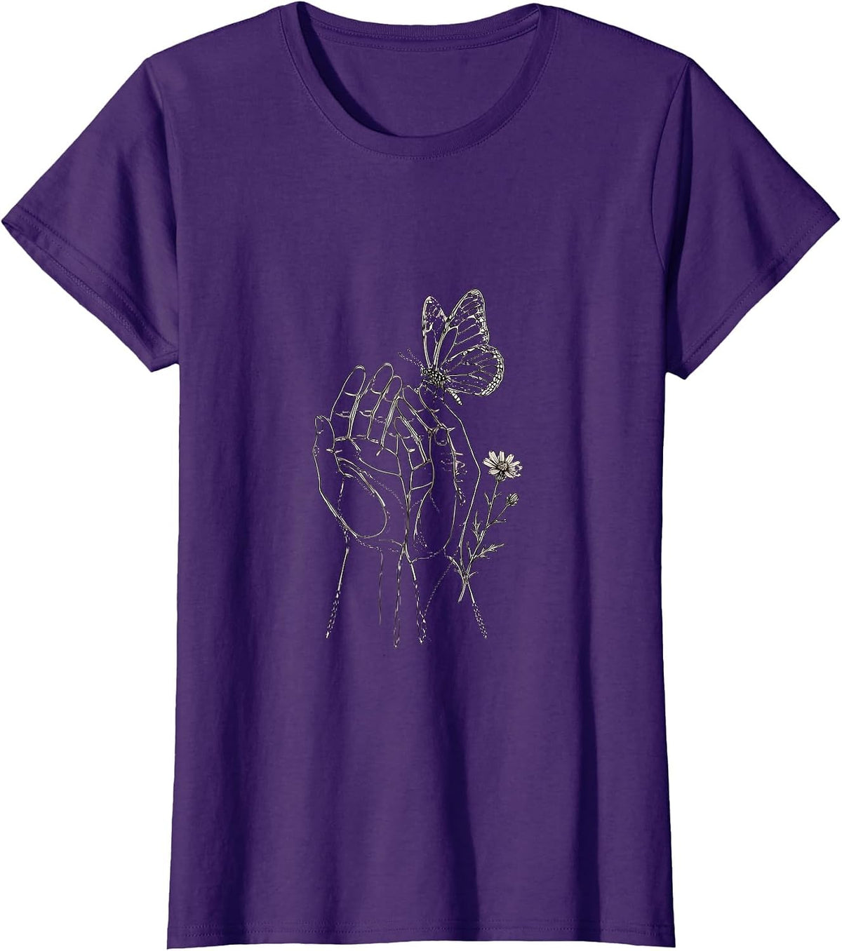 Women's Be Kind Child Releasing Butterfly Graphic T-Shirt - Purple