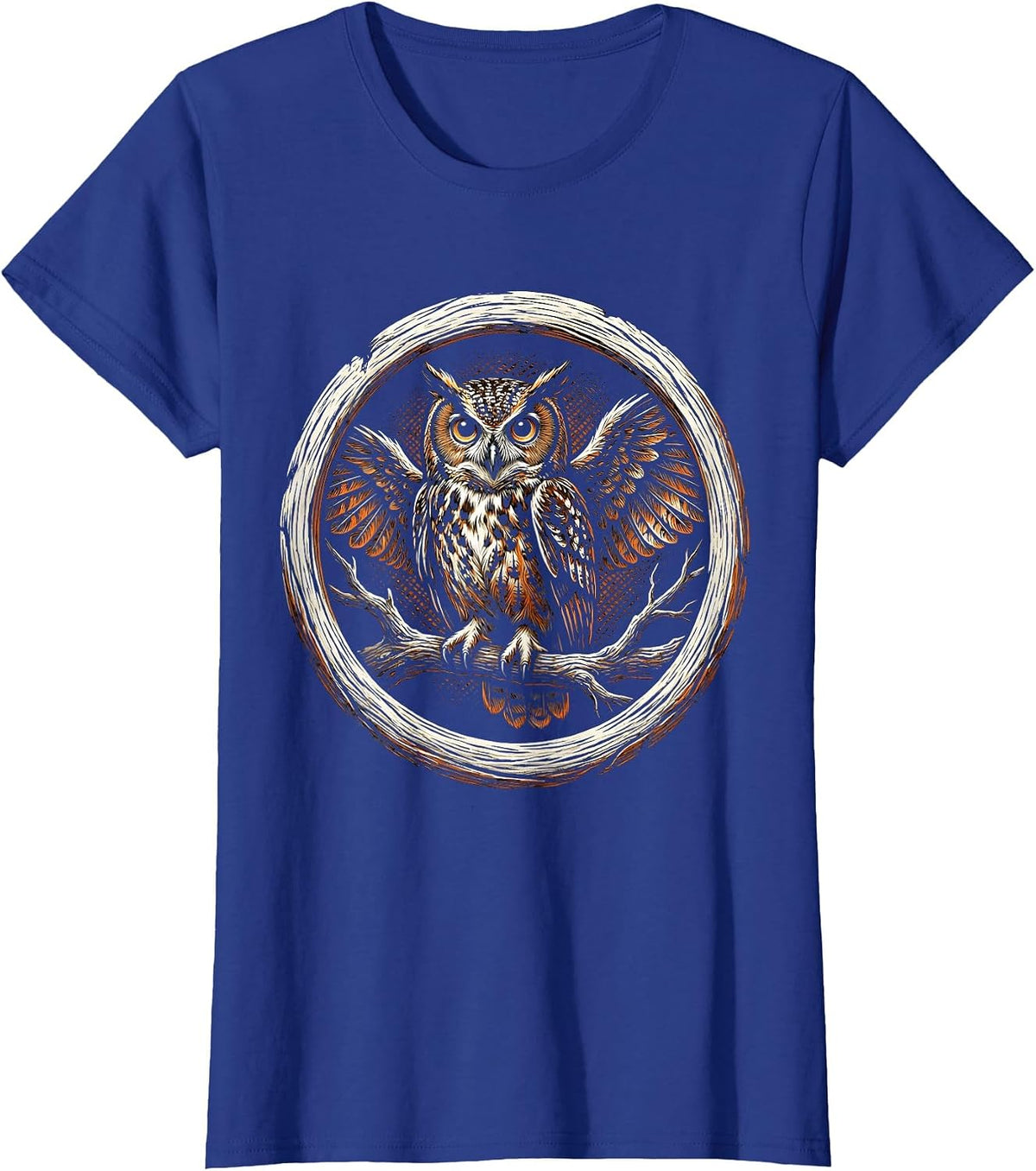 Women's Halloween Owl on Bare Branch Graphic T-Shirt - Royal Blue