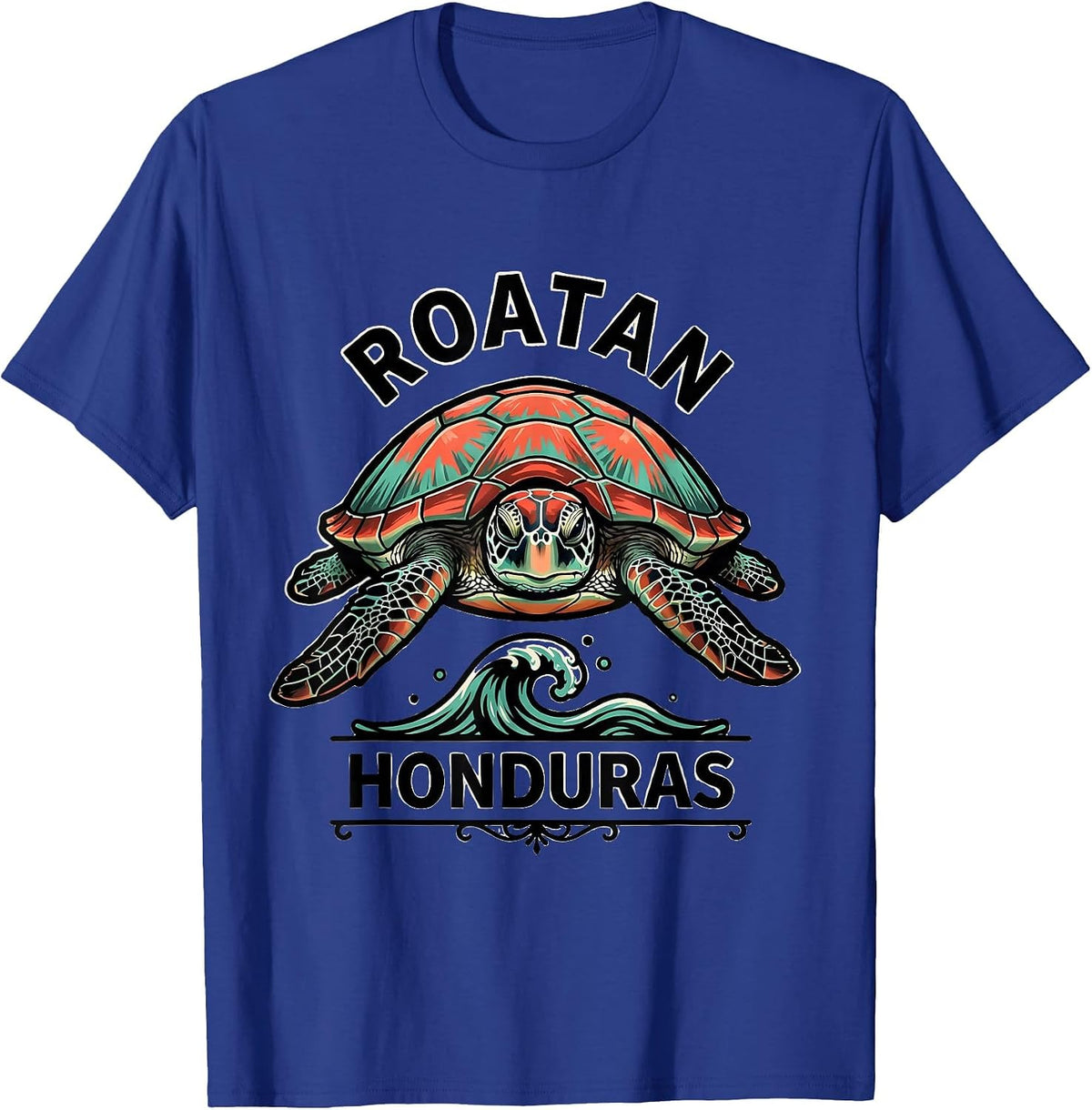 Men's Roatan Honduras Tattoo Sea Turtle Beach Vacation Souvenir T-Shirt - Royal Blue