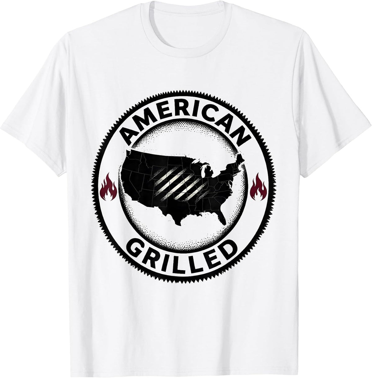 Men's American Grilled Labor Day USA Grill Marks Design T-Shirt - White
