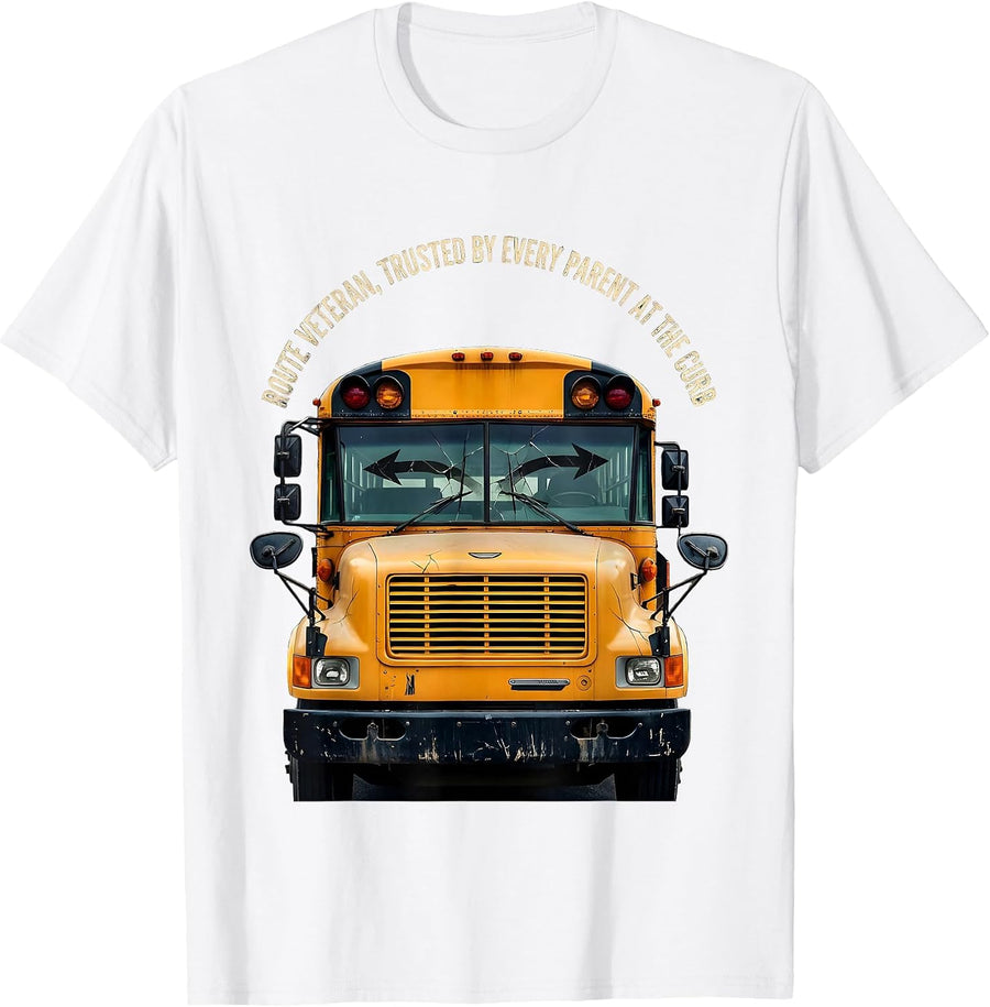 Men's Route Veteran, Trusted By Every Parent At The Curb School T-Shirt - White