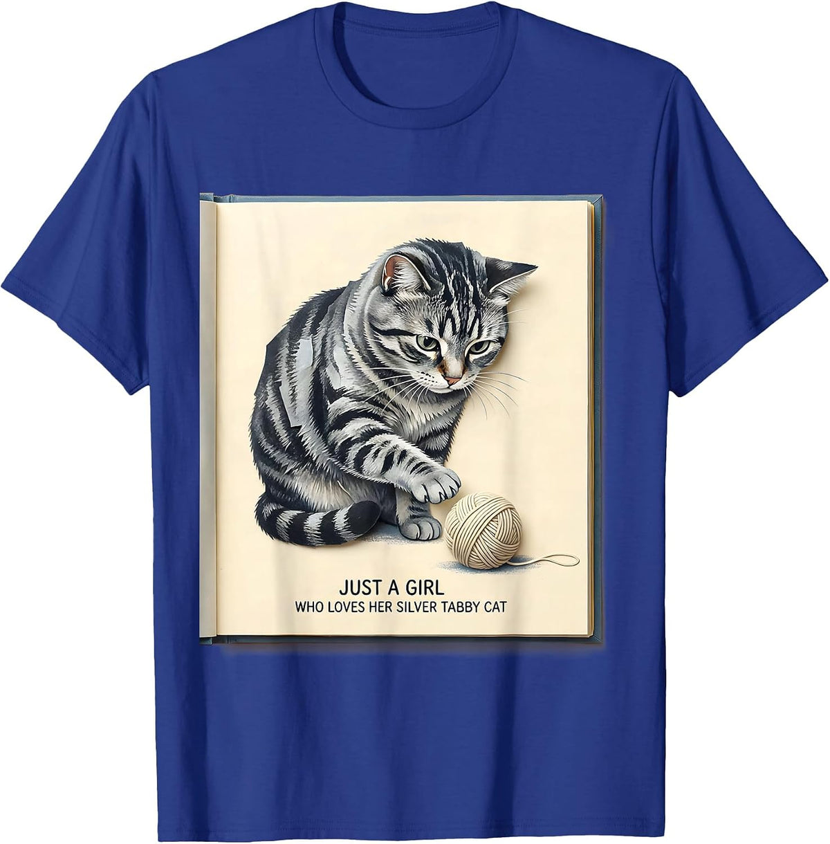Men's Just A Girl Who Loves Her Silver Tabby Cat Cute T-Shirt - Royal Blue