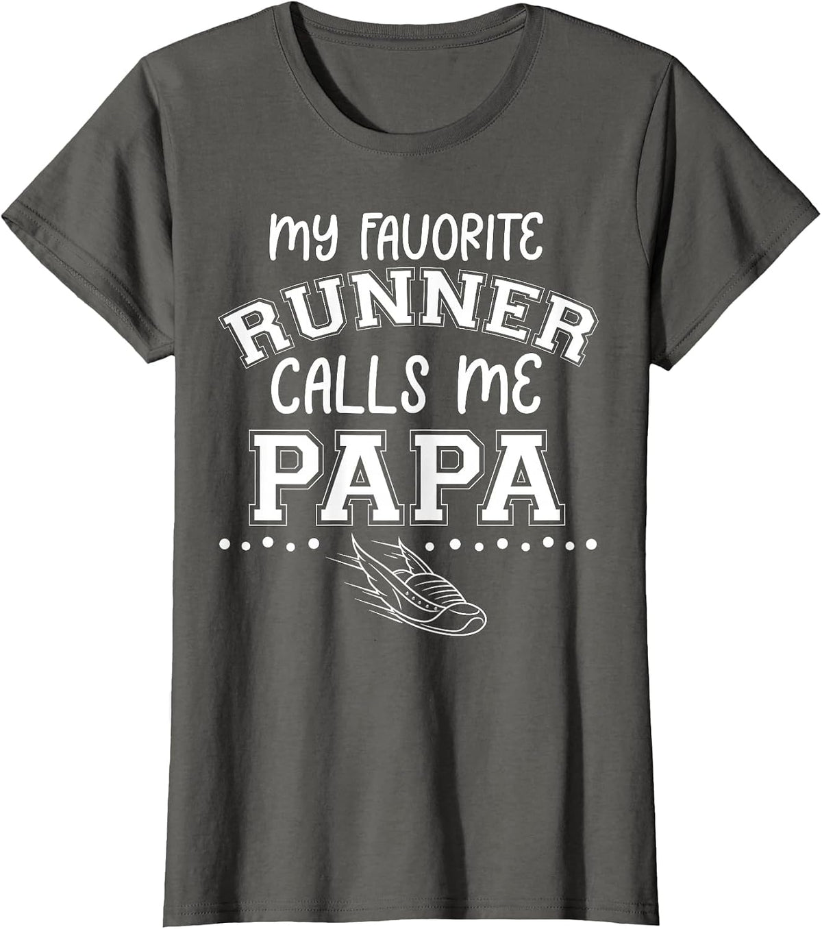Proud Running Grandpa My Favorite Runner Calls Me Papa Dad T-Shirt - Asphalt Grey