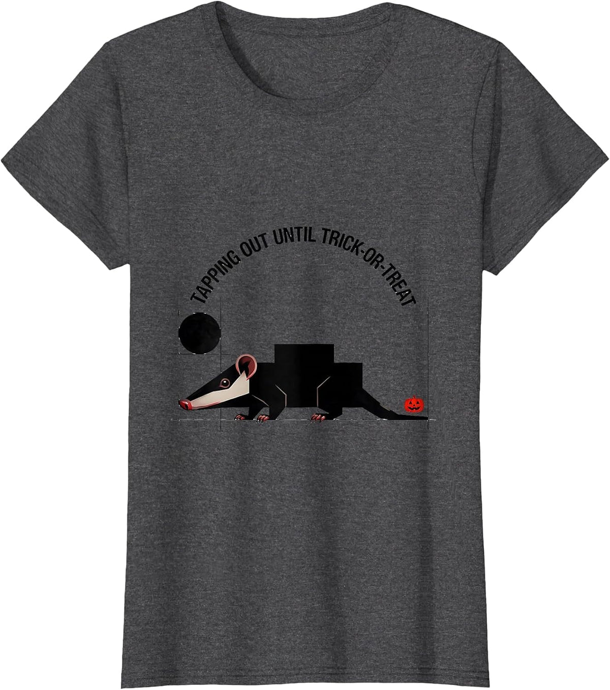 Women's Tapping Out Until Trick-Or-Treat Vintage Opossum Halloween T-Shirt - Dark Heather Grey