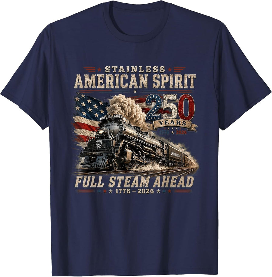 Big Boy 4014 Vintage 250 Steam Locomotive Railroad Train T-Shirt - Navy Blue