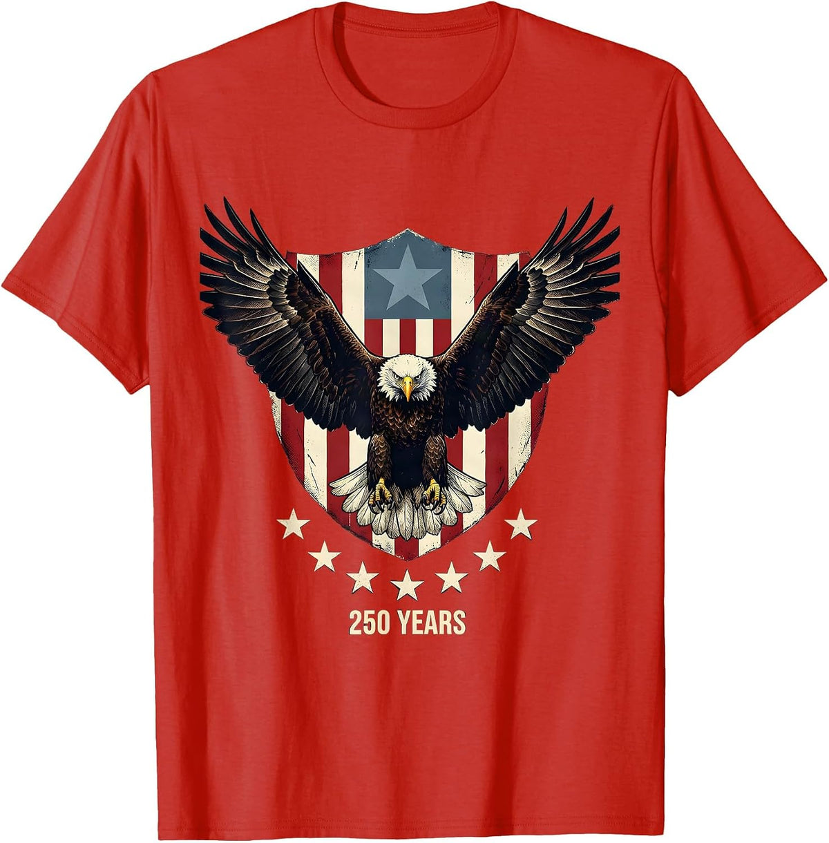 Men's 250 YEARS Patriotic Eagle USA 250th Anniversary July 4th T-Shirt - Red
