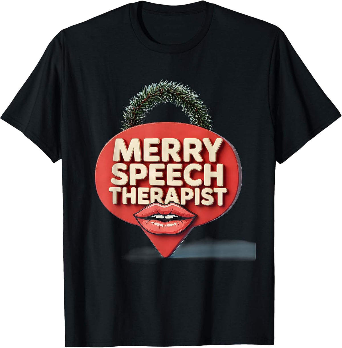 Men's Merry Speech Therapist Bold Chunky Holiday SLP Gift T-Shirt - Black