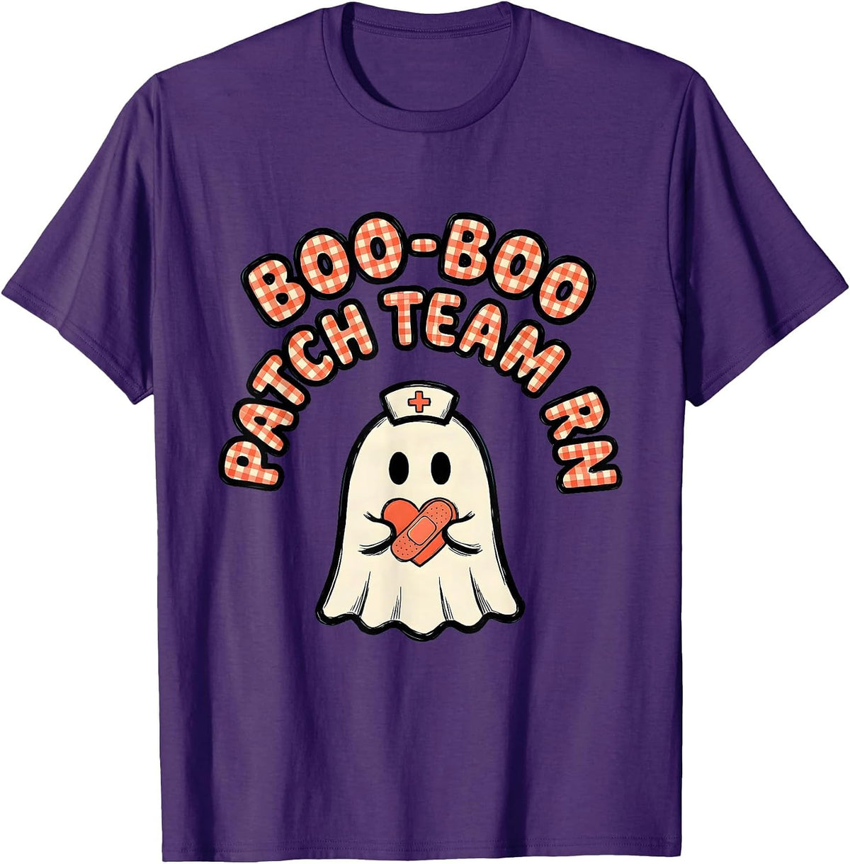 Men's Boo-Boo Patch Team RN Funny Ghost Halloween Nurse Humor T-Shirt - Purple