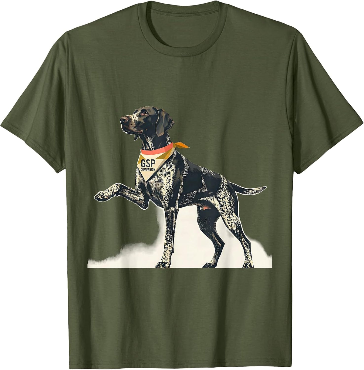 GSP Companion Midcentury Modern German Shorthaired Pointer T-Shirt - Olive Green