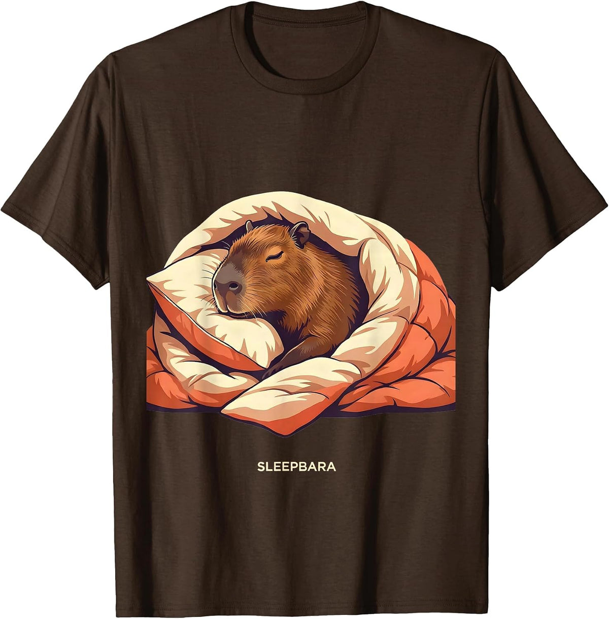 Men's Sleepbara Cute Capybara Pajama Pun Novelty Sleepwear T-Shirt - Brown