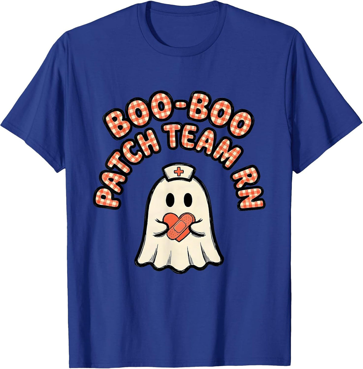 Men's Boo-Boo Patch Team RN Funny Ghost Halloween Nurse Humor T-Shirt - Royal Blue