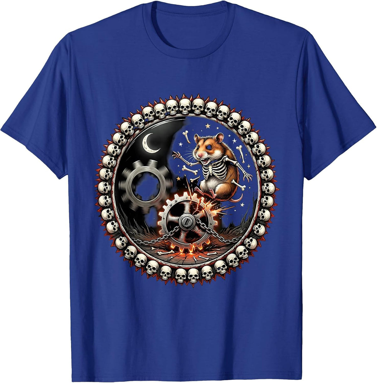 Hamster Running Wheel Launch Into Orbit Funny T-Shirt - Royal Blue