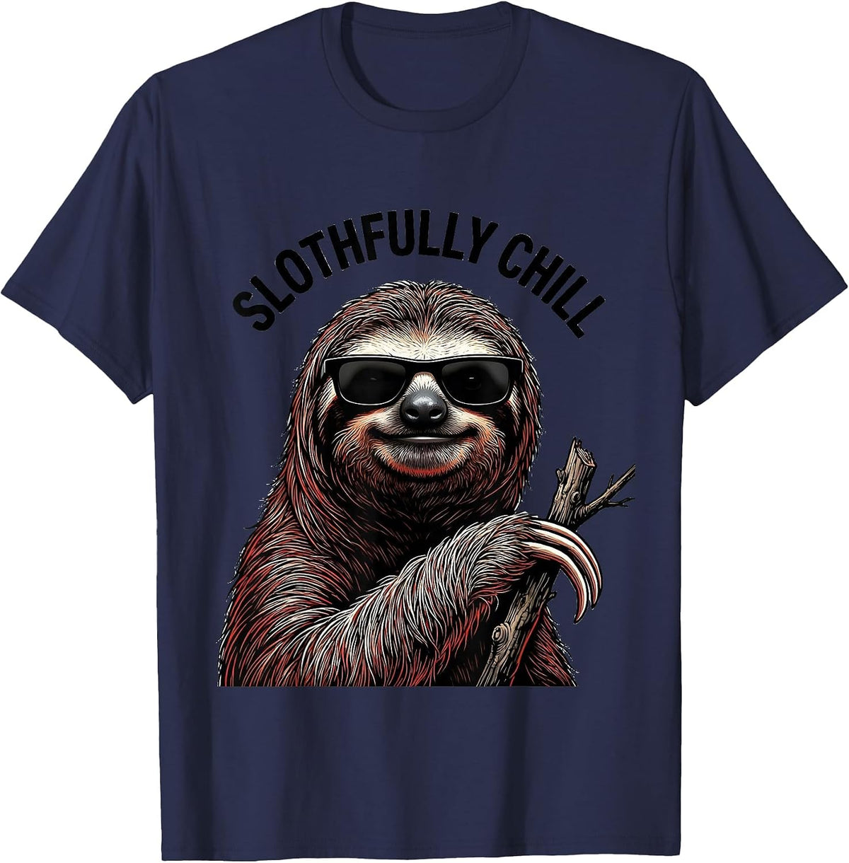 Slothfully Chill Tattoo Animal Lover Wildlife Enthusiast T-Shirt - Navy Blue