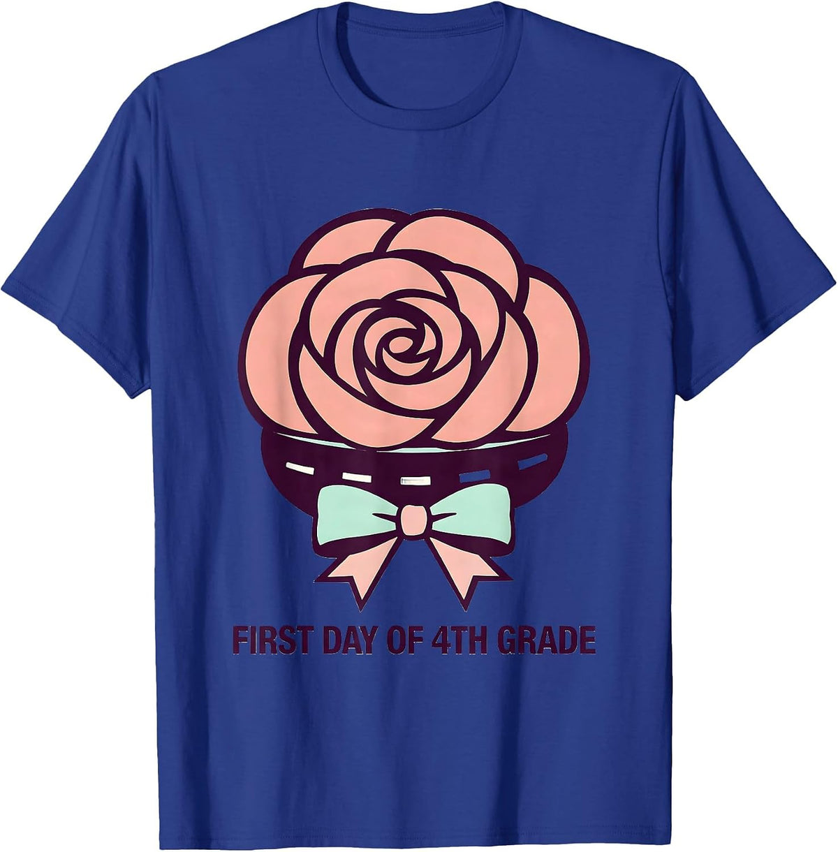 Men's First Day Of 4th Grade Coquette Bow Back To School Girly T-Shirt - Royal Blue