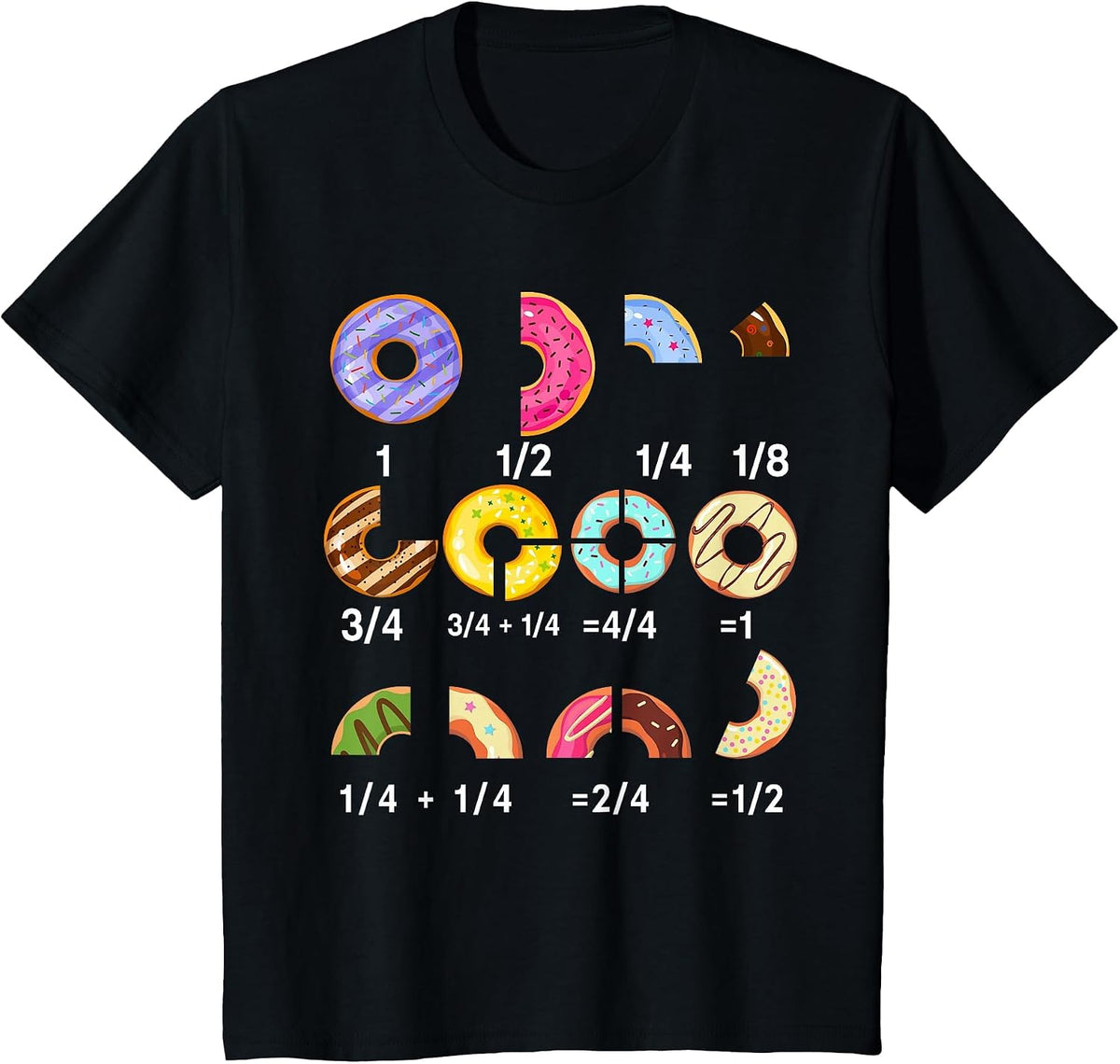 Funny Math Donut Back to School Math Teacher Sarcastic Humor T-Shirt - Black