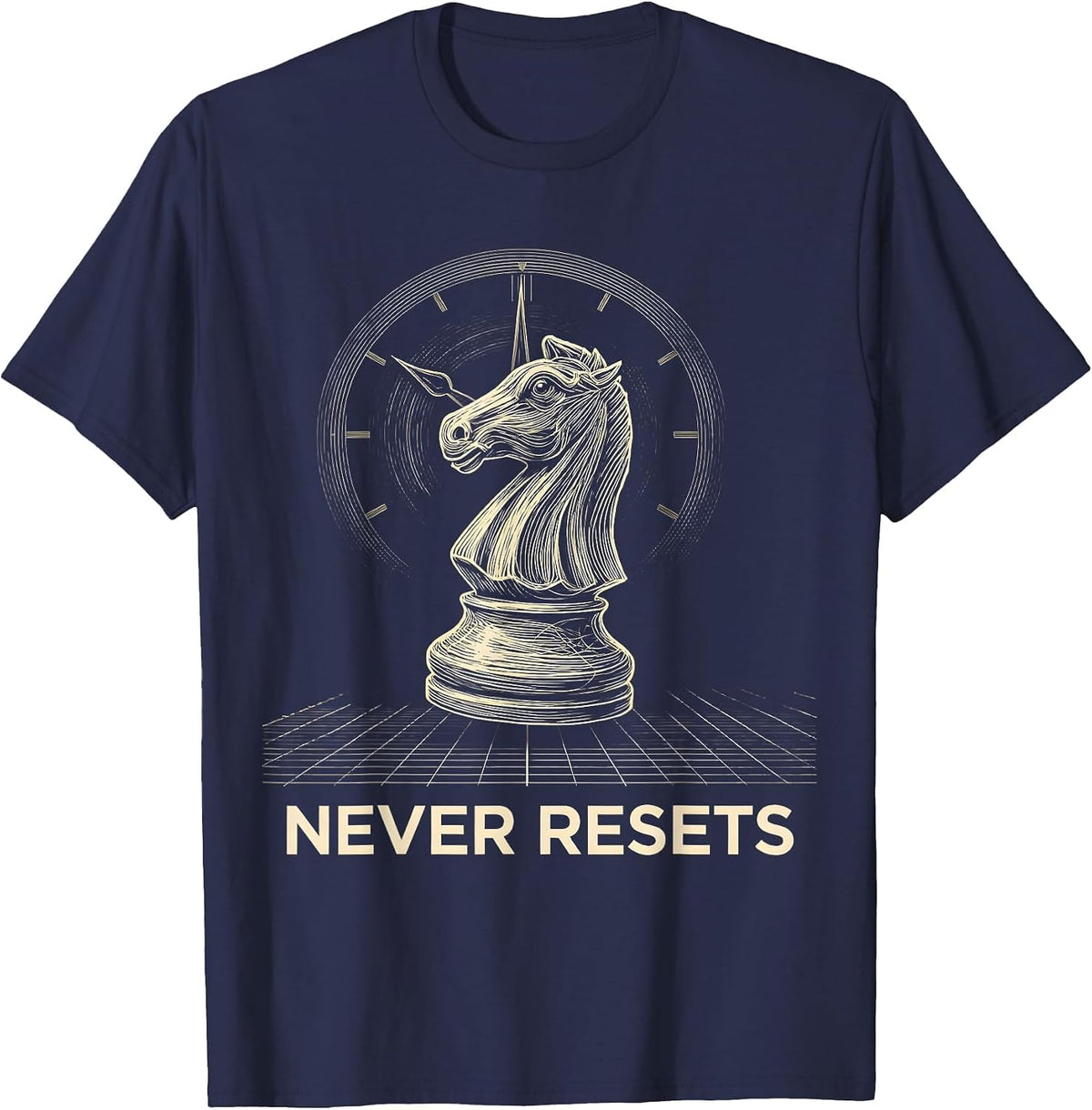 Never Resets Funny Chess Player Chess Lover Gift T-Shirt - Navy Blue