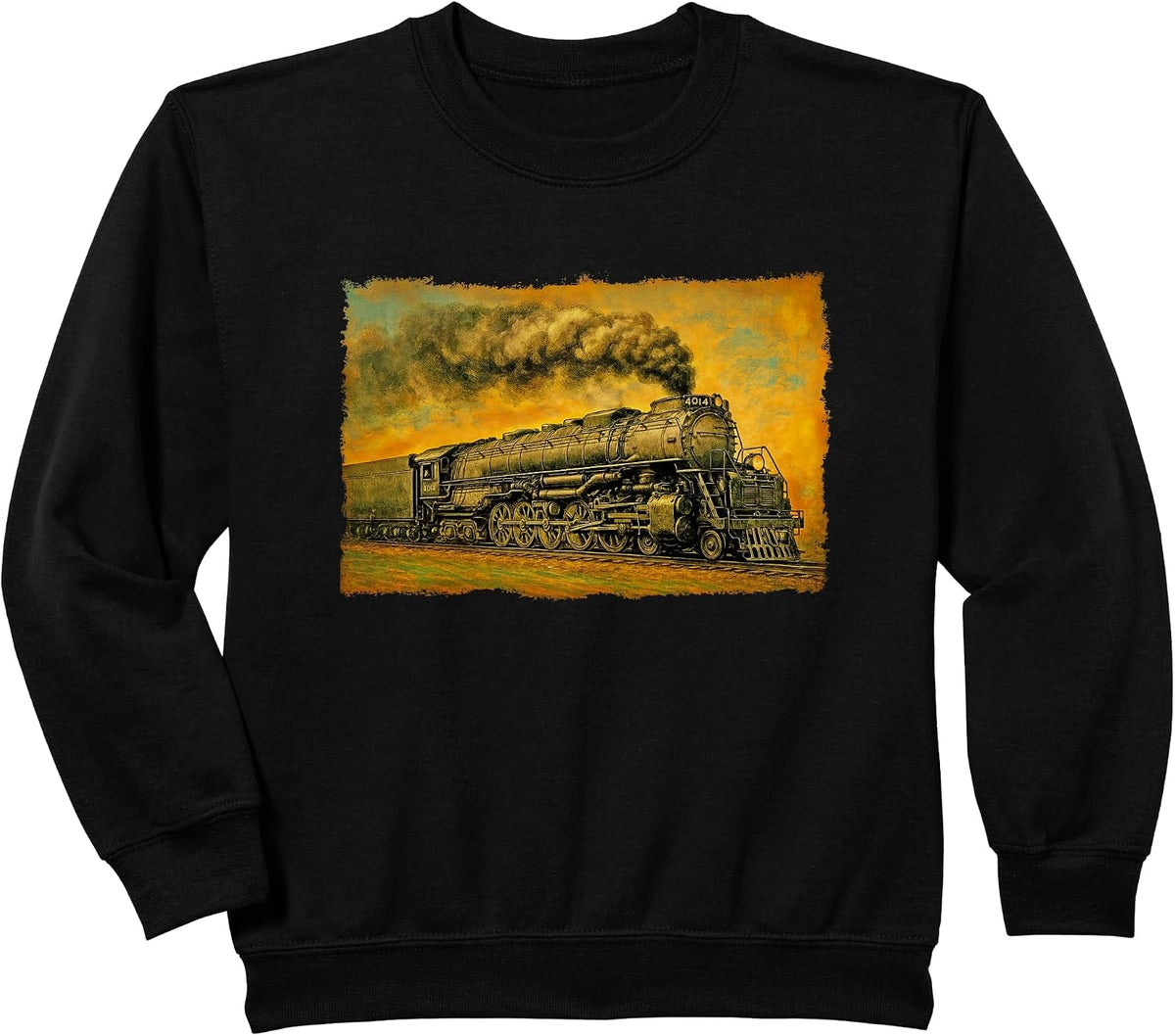 1940s Big Boy Steam Engine Locomotive - Vintage 4014 Train Sweatshirt - Black