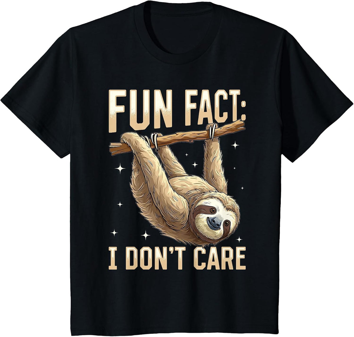 Funny Lazy Sloth Fun fact i Don't Care T-Shirt - Black