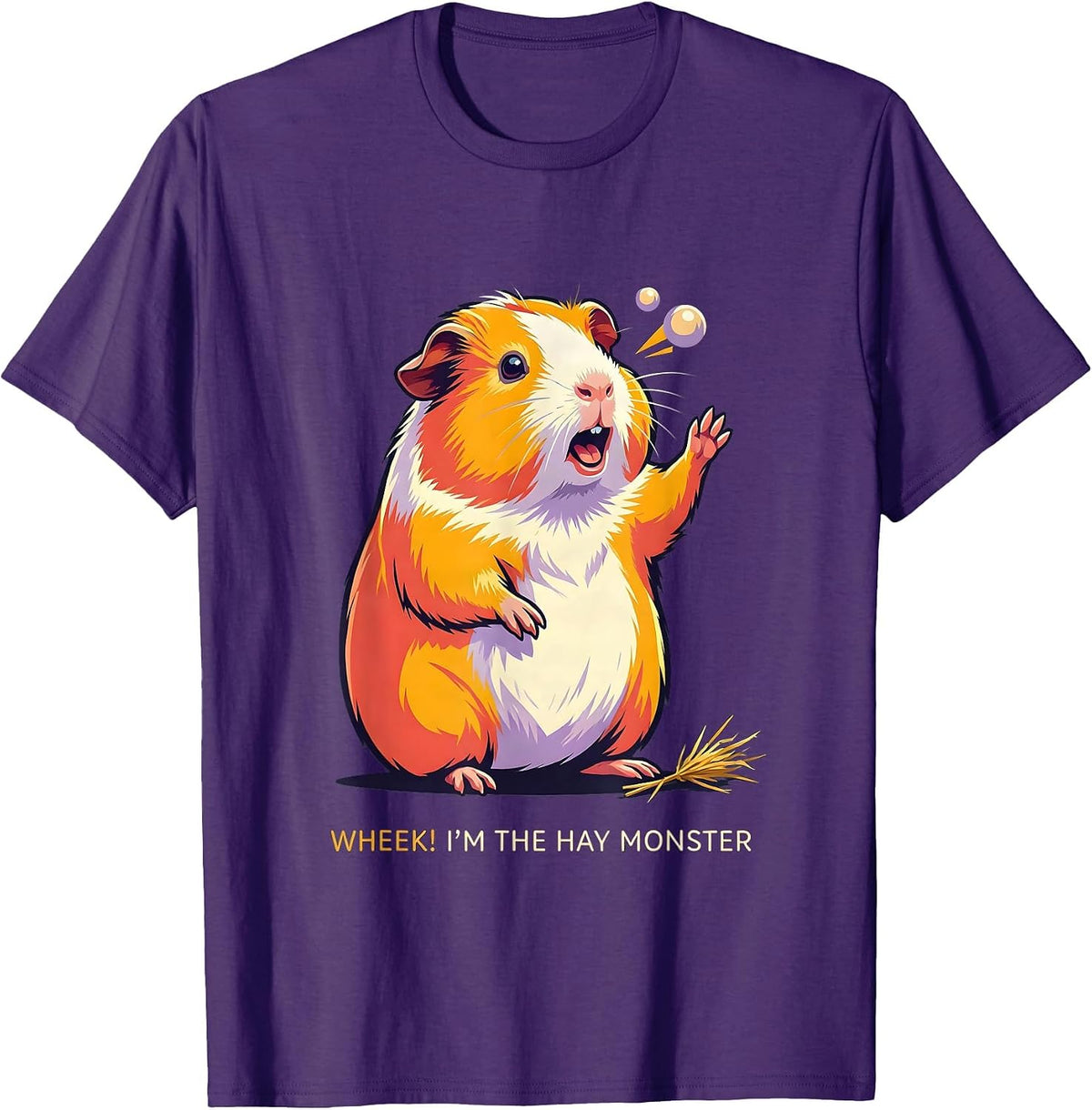 Men's Wheek! I'm The Hay Monster Cute Guinea Pig Cartoon Humor T-Shirt - Purple