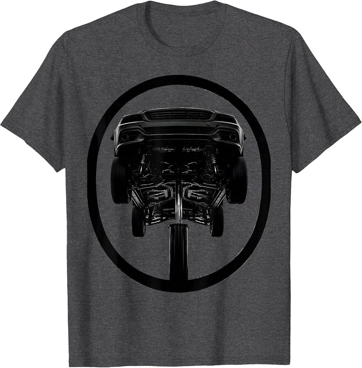 Men's Mechanic Car Hydraulic Jack Lift Illustration T-Shirt - Dark Heather Grey