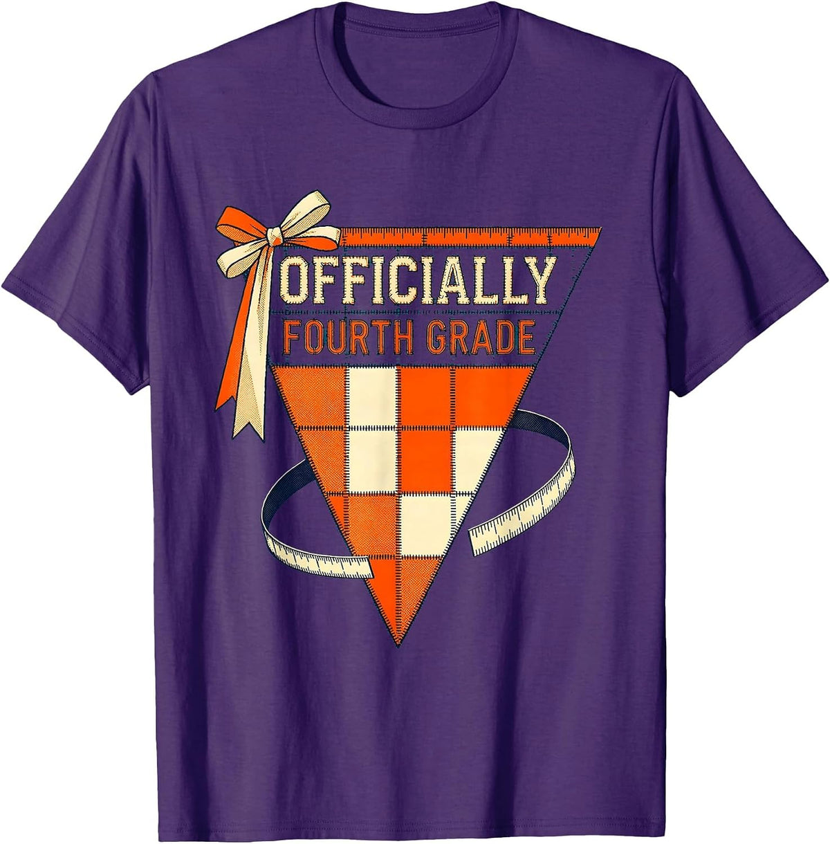 Men's Officially Fourth Grade Risograph Back To School Girl T-Shirt - Purple