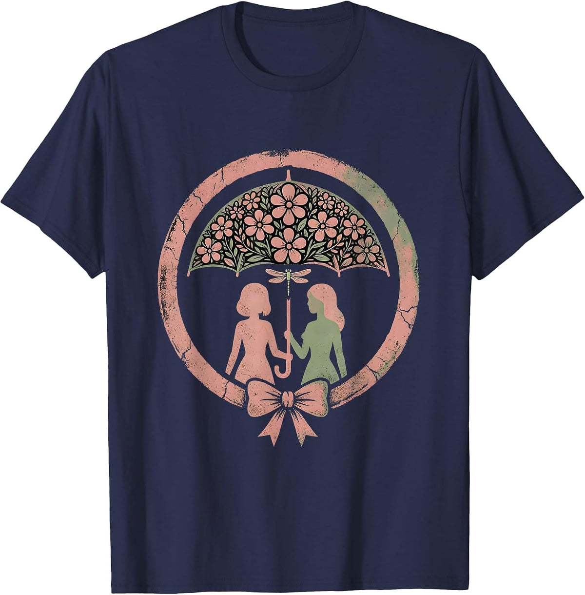Men's Be Kind Umbrella Sharing Rain Friendship Design T-Shirt - Navy Blue