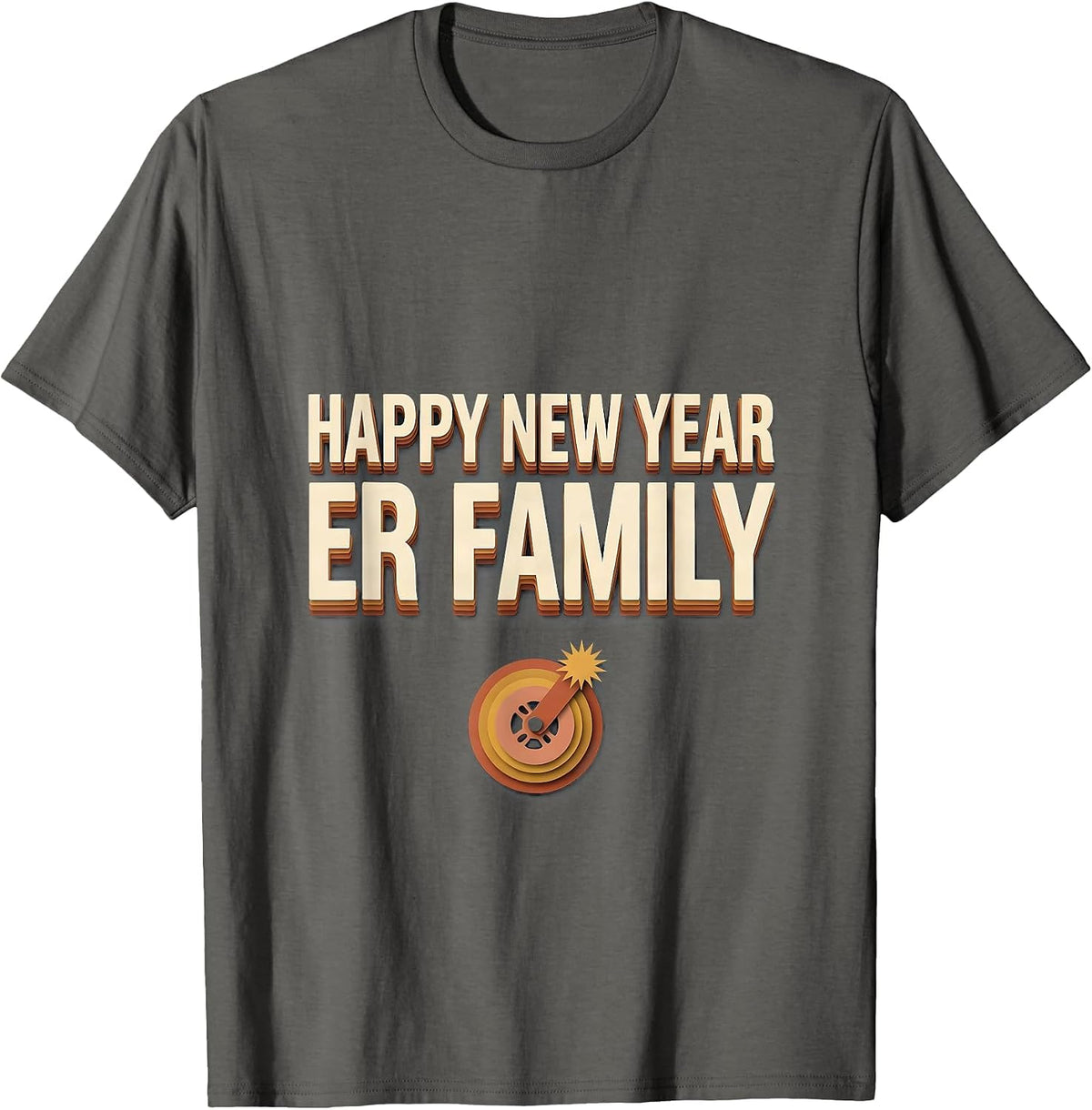 Happy New Year, ER Family Paper Cutout Nurse Crew Party T-Shirt - Asphalt Grey