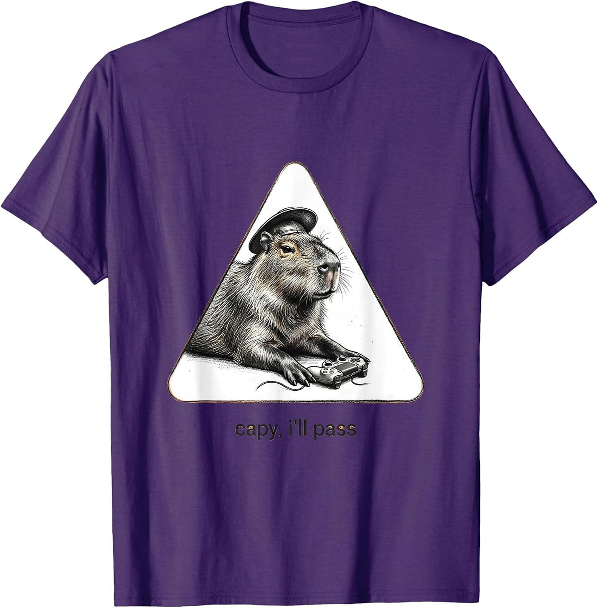 capy i'll pass Funny Capybara Gamer Meme Video Games T-Shirt - Purple