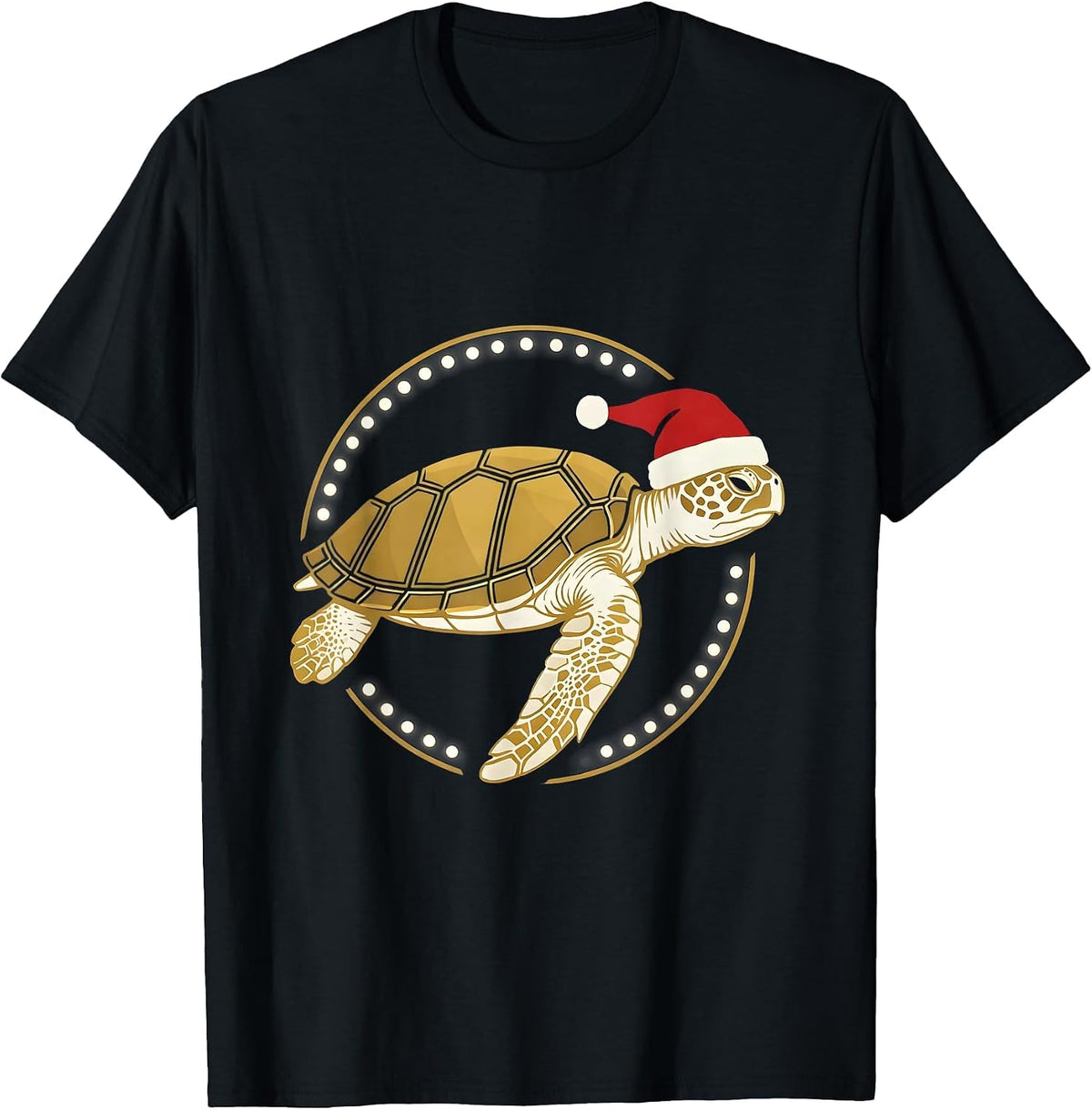 Men's Sea Turtle Santa Hat Sign Painter Whimsical Holiday T-Shirt - Black