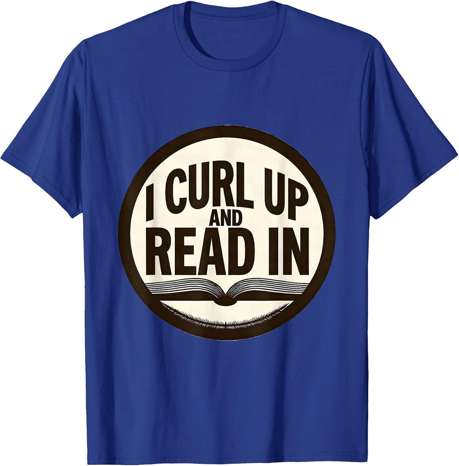 I Curl Up And Read In Cute Hedgehog Book Lover Humor T-Shirt - Royal Blue