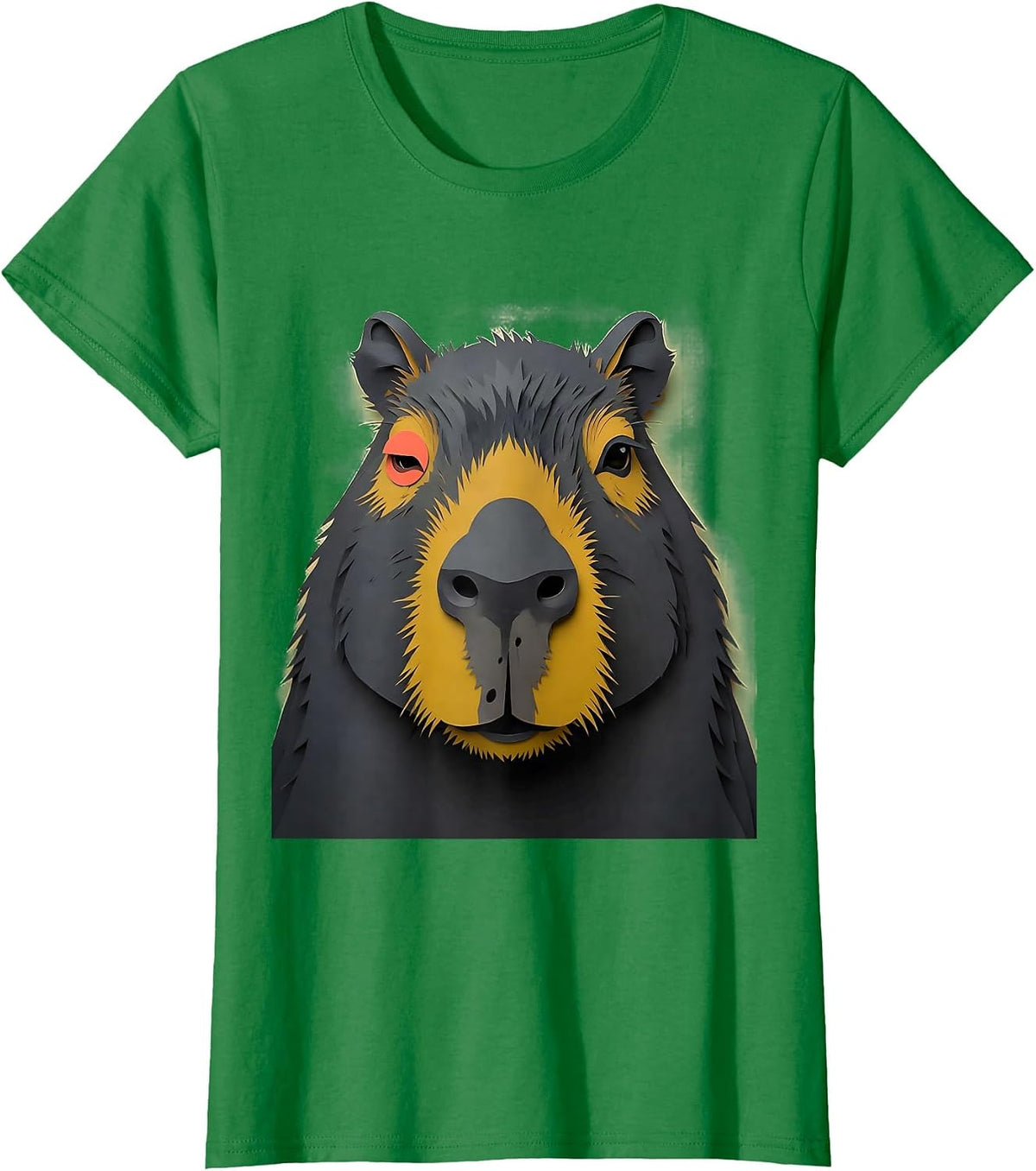 Capybara Paper Cutout Funny Gamer Meme Humor T-Shirt - Kelly Green