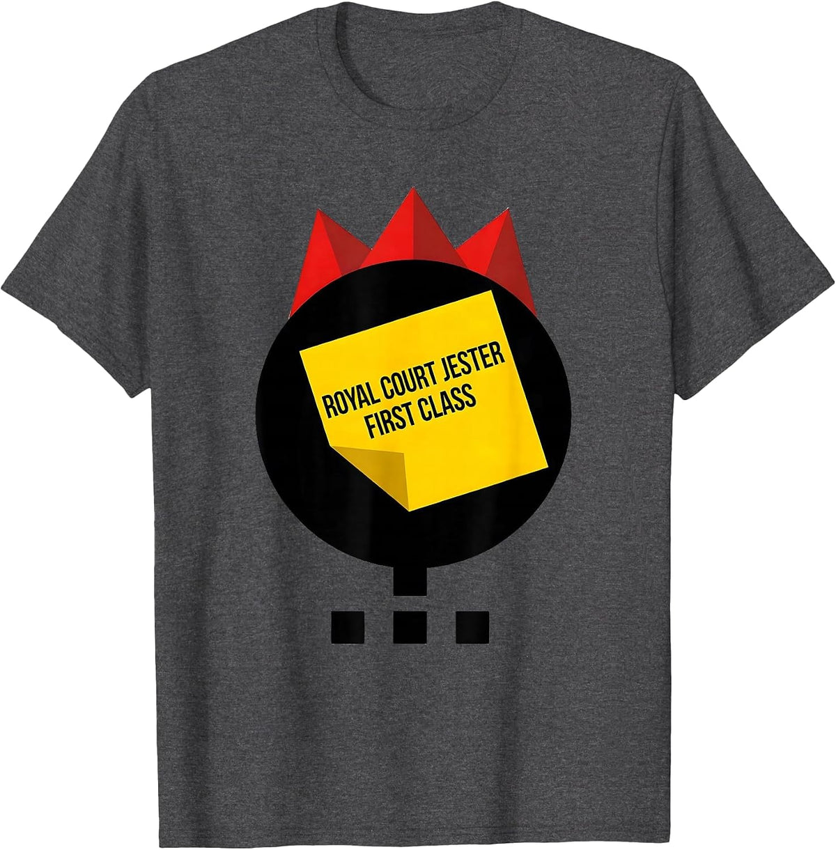 Men's Royal Court Jester, First Class Bauhaus Modern Mardi Gras T-Shirt - Dark Heather Grey