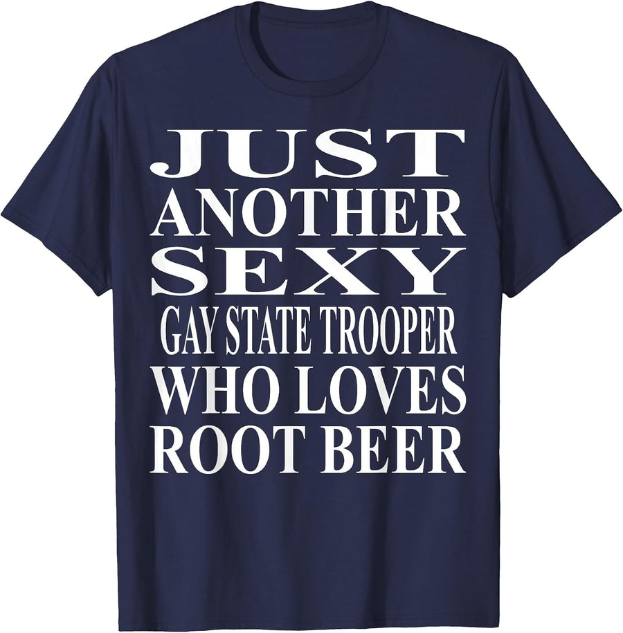 Gay State Trooper Apparel | Amazing Funny Root Beer Design T-Shirt - Navy Blue