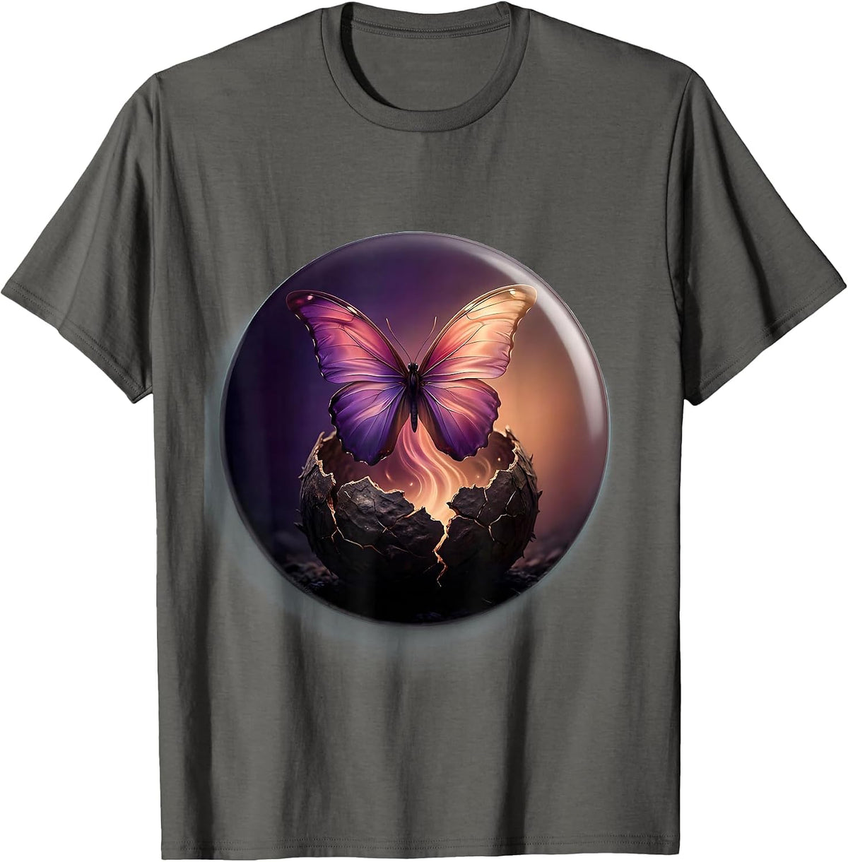 Butterfly Emerging From Cocoon Suicide Prevention T-Shirt - Asphalt Grey