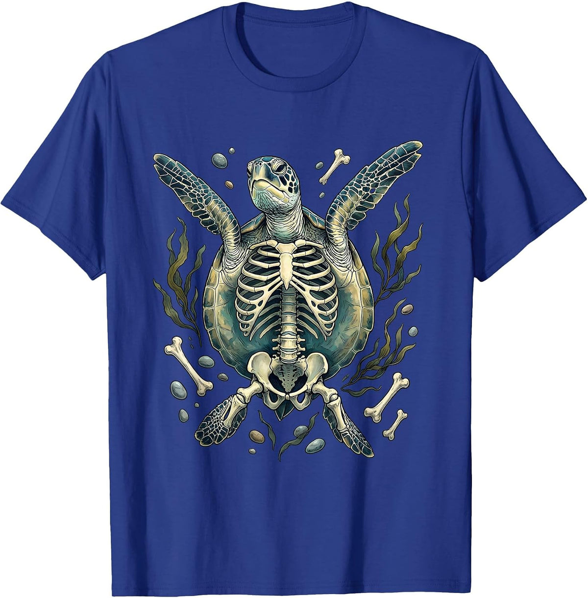 Men's Turtle Skeleton Deep Ocean Swim Graphic T-Shirt - Royal Blue