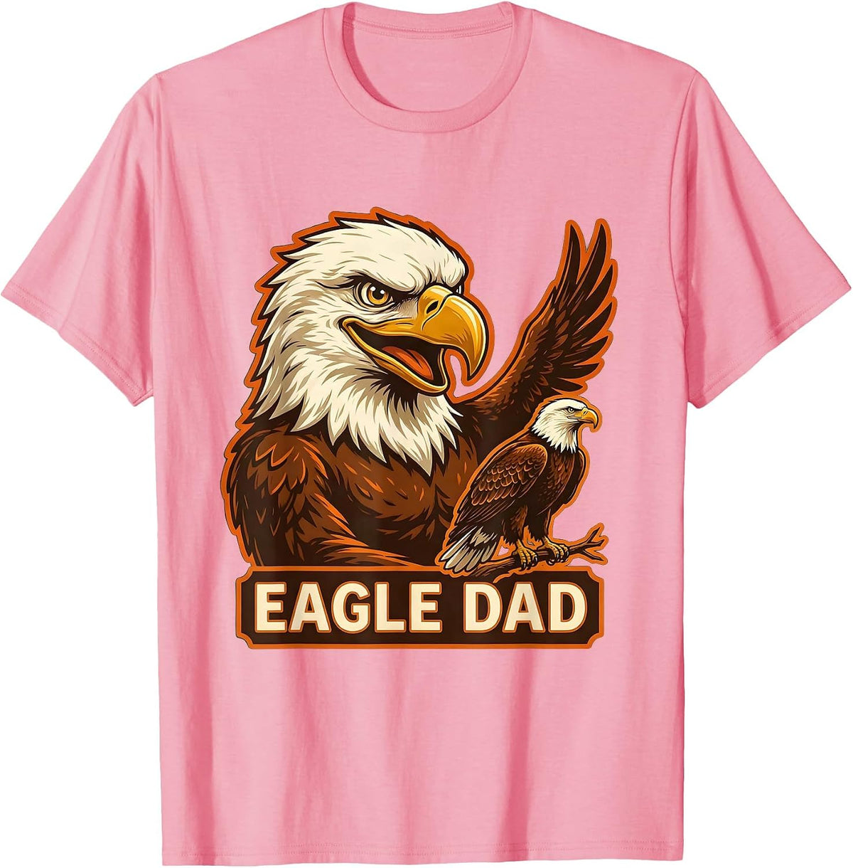 Men's Eagle Dad Retro Advertising Mascot Wildlife Lover Pride Kids T-Shirt - Pink