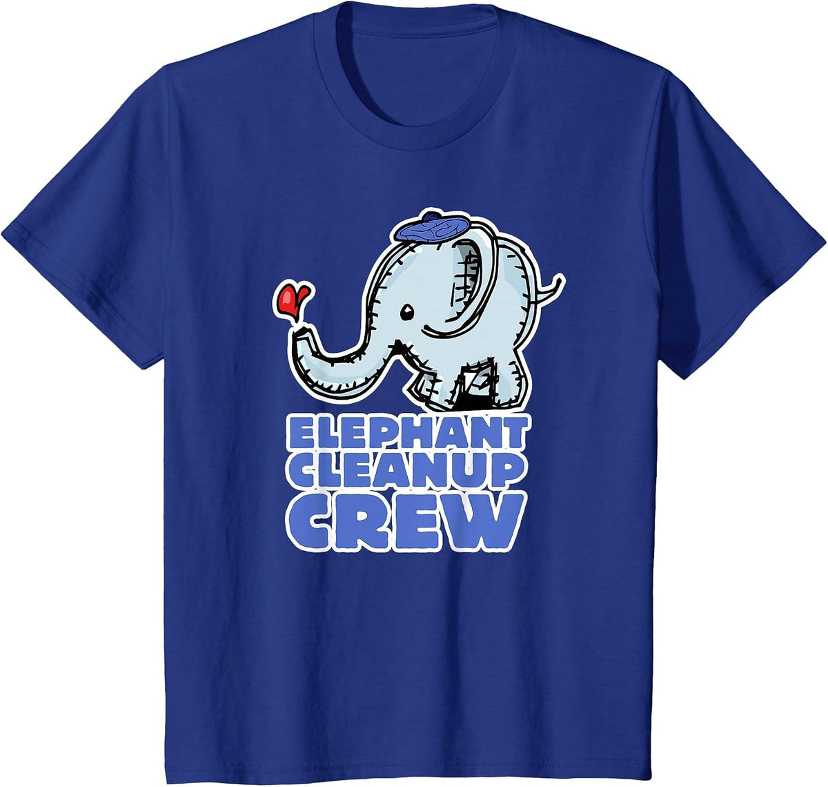 Professional Job Elephant French Clean Up Crew Fun Poop Job T-Shirt - Royal Blue