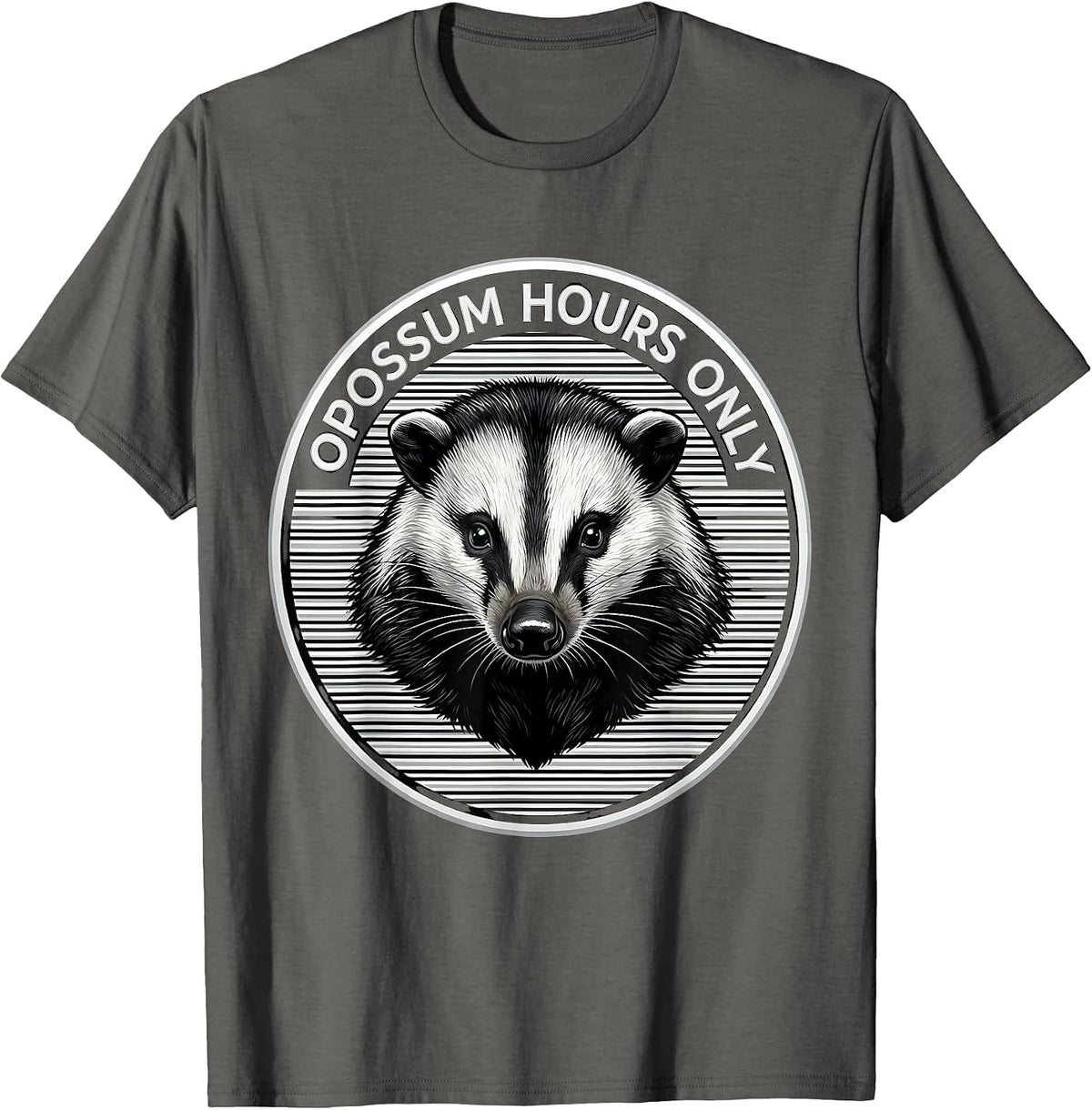 Men's Opossum Hours Only Funny Nocturnal Design T-Shirt - Asphalt Grey