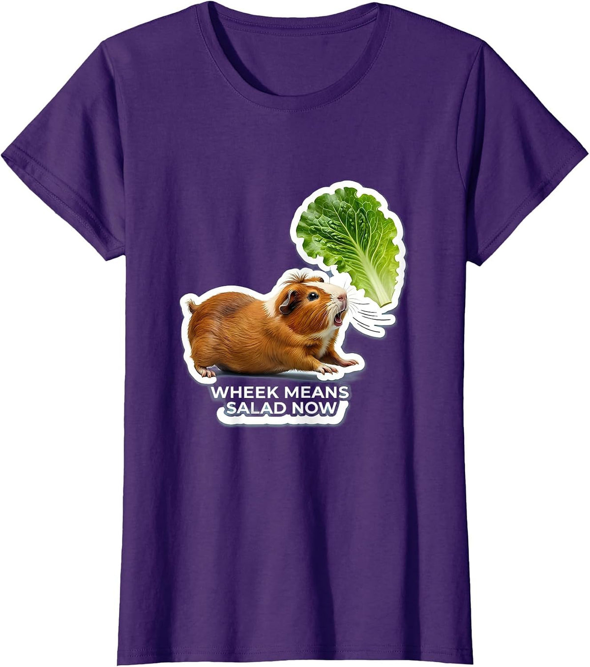 Women's Wheek Means Salad Now Funny Guinea Pig Pet Lover Humor T-Shirt - Purple