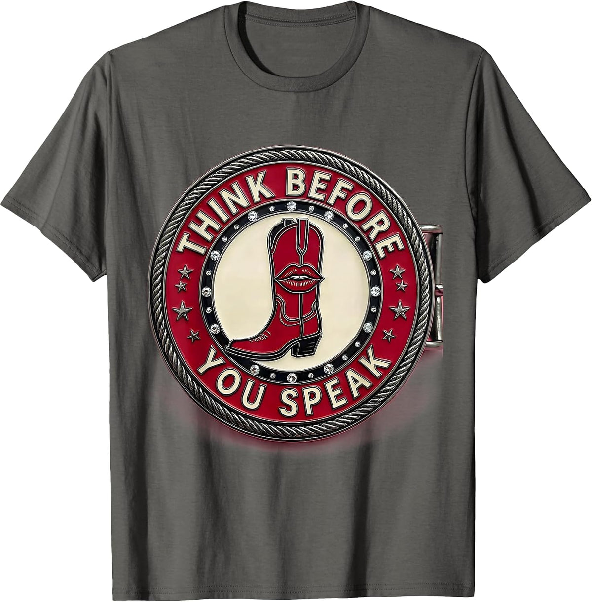 Think Before You Speak Mindful Message Design T-Shirt - Asphalt Grey