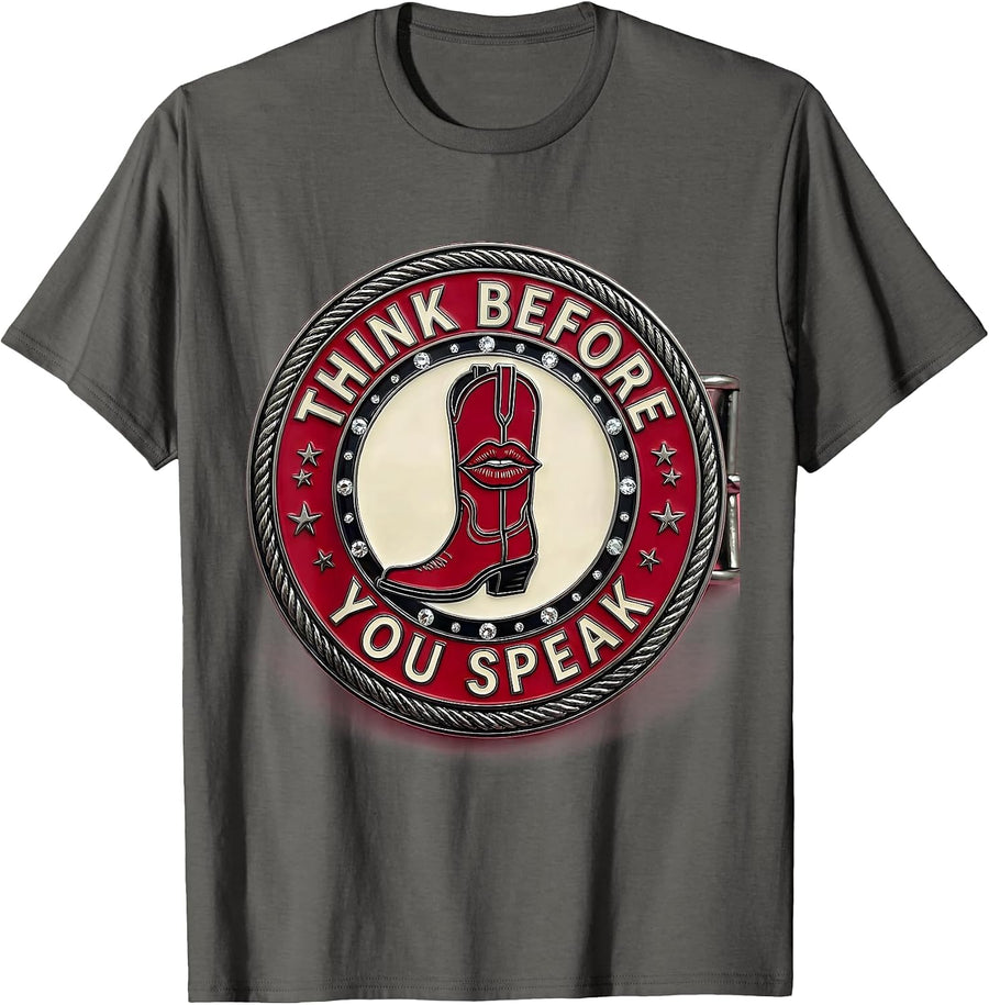 Think Before You Speak Mindful Message Design T-Shirt - Asphalt Grey