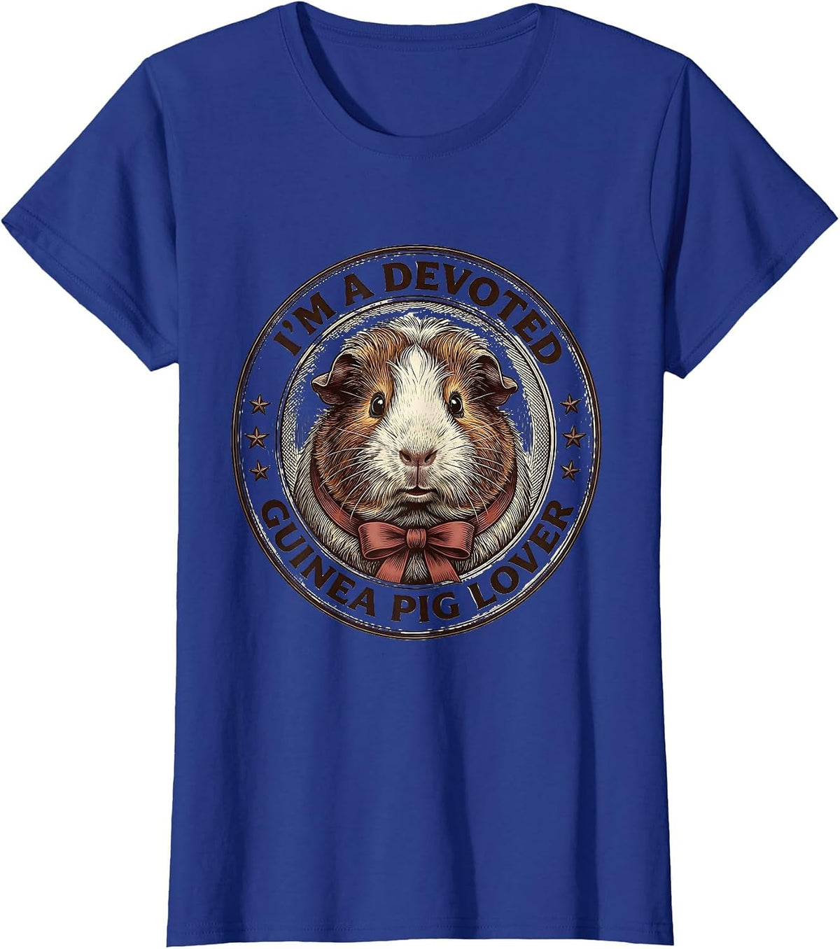 Women's I'm A Devoted Guinea Pig Lover Funny Farm Animal Humor T-Shirt - Royal Blue