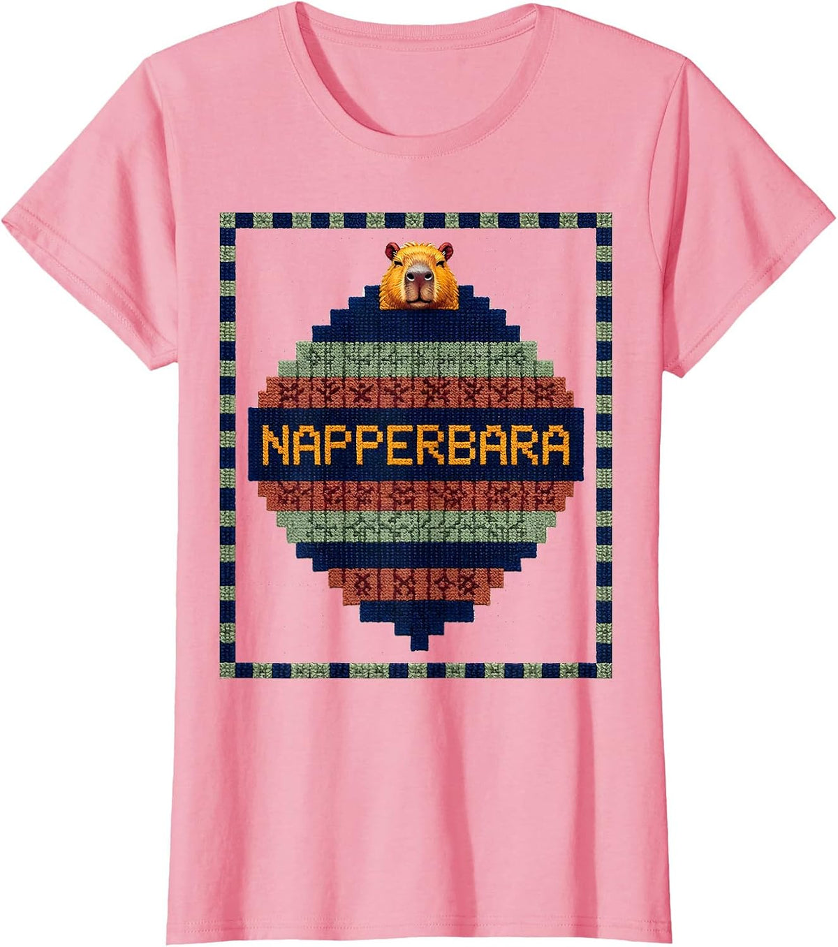 Women's Napperbara Cute Capybara Sleepy Humor Pajama Lover T-Shirt - Pink