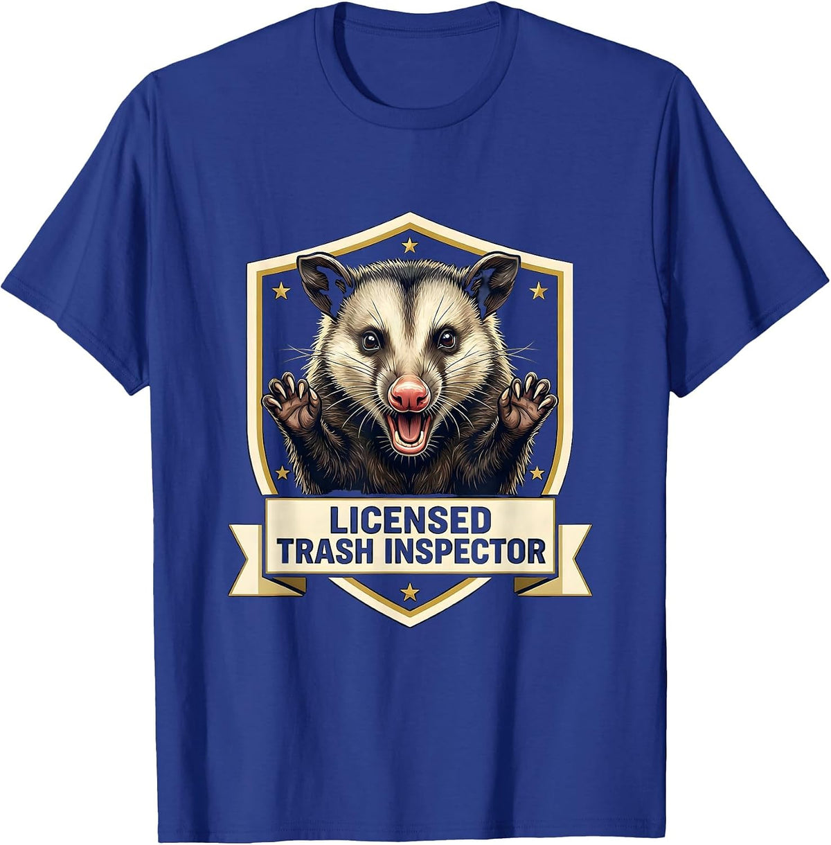 Licensed Trash Inspector Funny Opossum Animal Meme Lover T-Shirt - Royal Blue