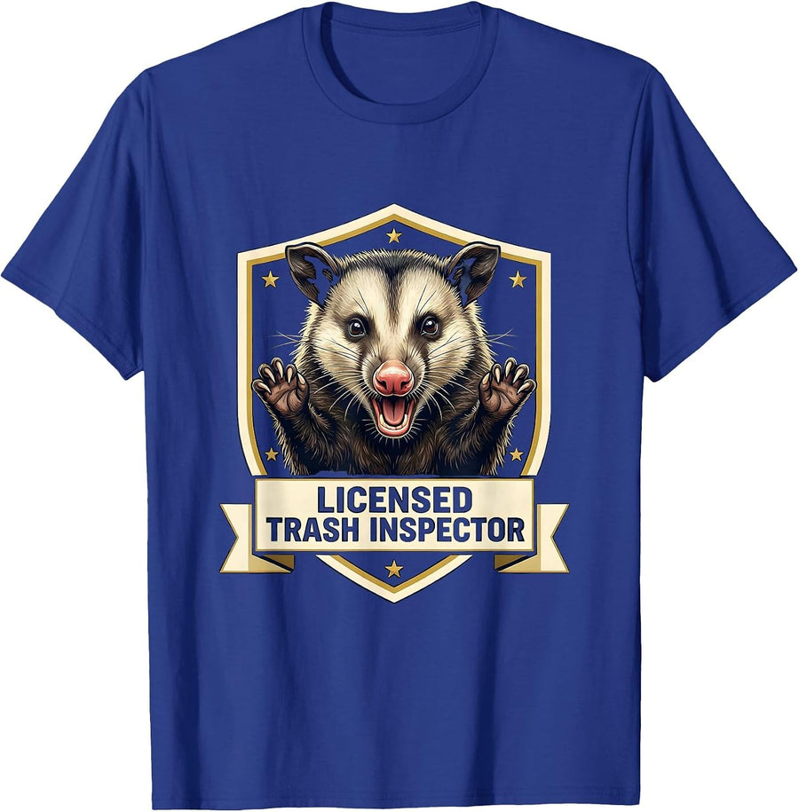 Licensed Trash Inspector Funny Opossum Animal Meme Lover T-Shirt - Royal Blue