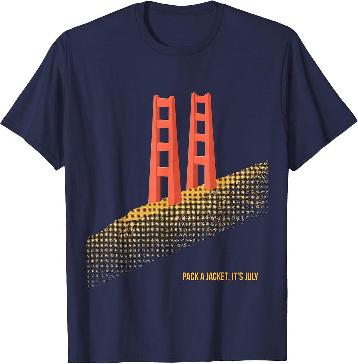 Pack A Jacket It's July Retro Golden Gate Bridge San T-Shirt - Navy Blue