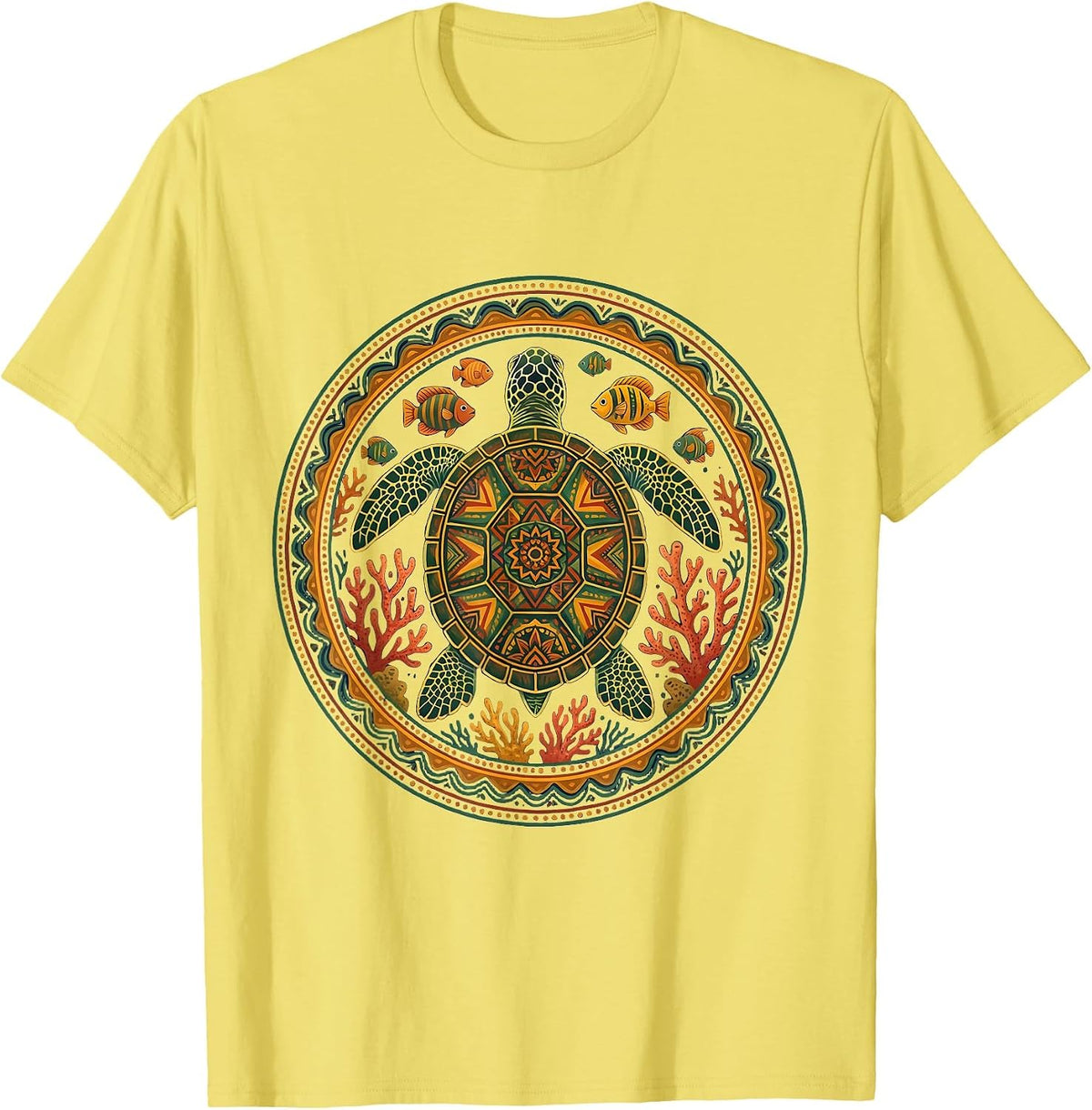 Men's Ecuador Sea Turtle Coral Reef Graphic T-Shirt - Lemon Yellow