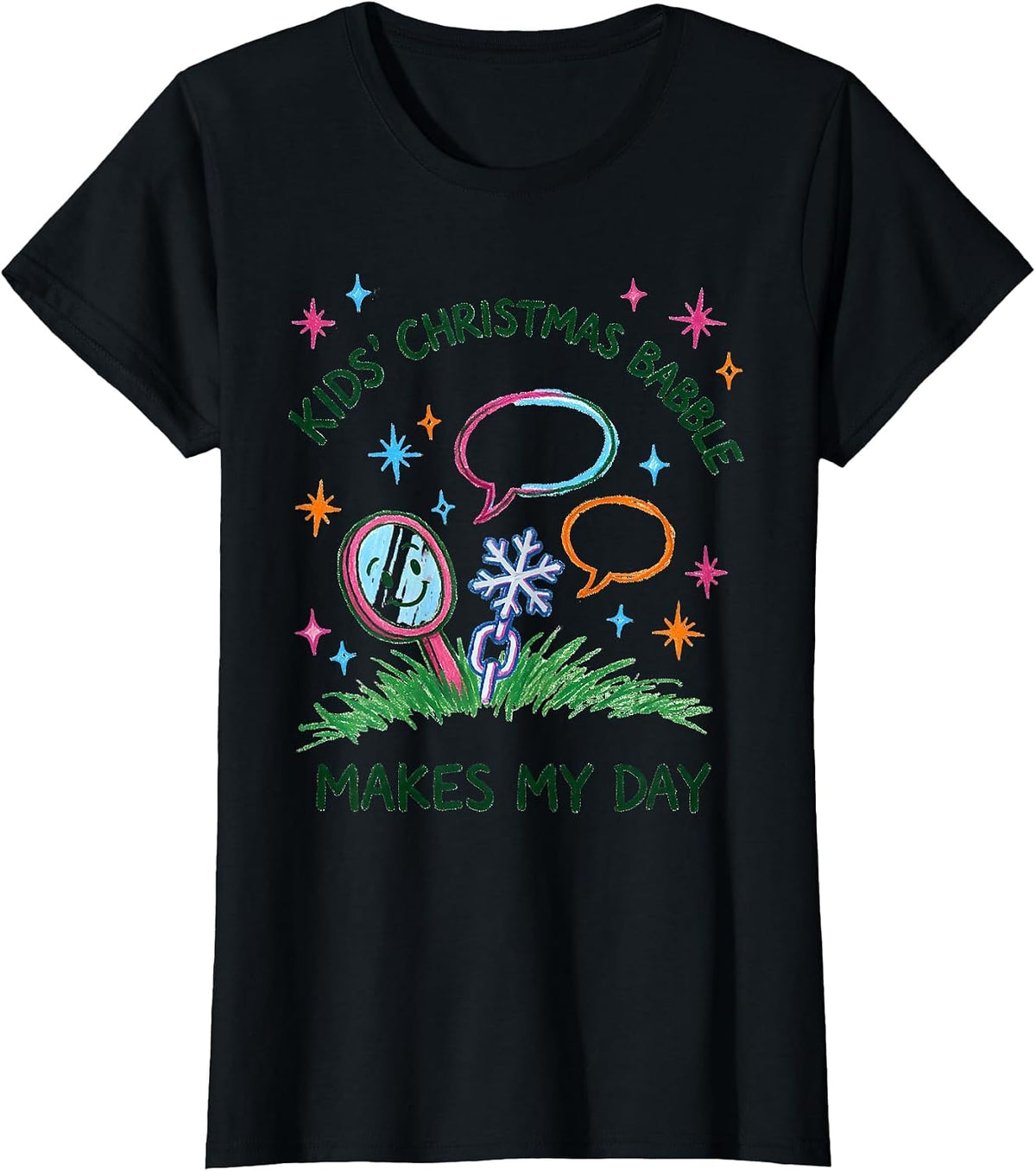 Kids' Christmas Babble Makes My Day Funny Speech Therapist T-Shirt - Black